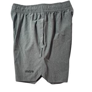 Mitre Athletic Shorts Mens Medium Gray Elastic Waist Internal Drawstring Stretch
